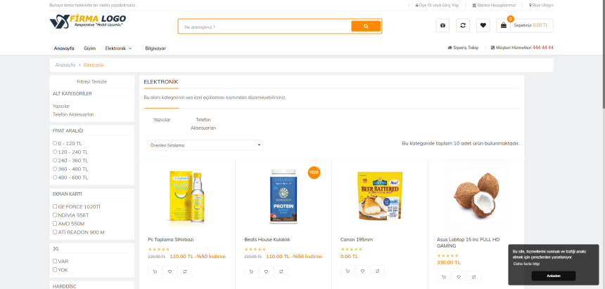 E-Ticaret Sitesi Scripti